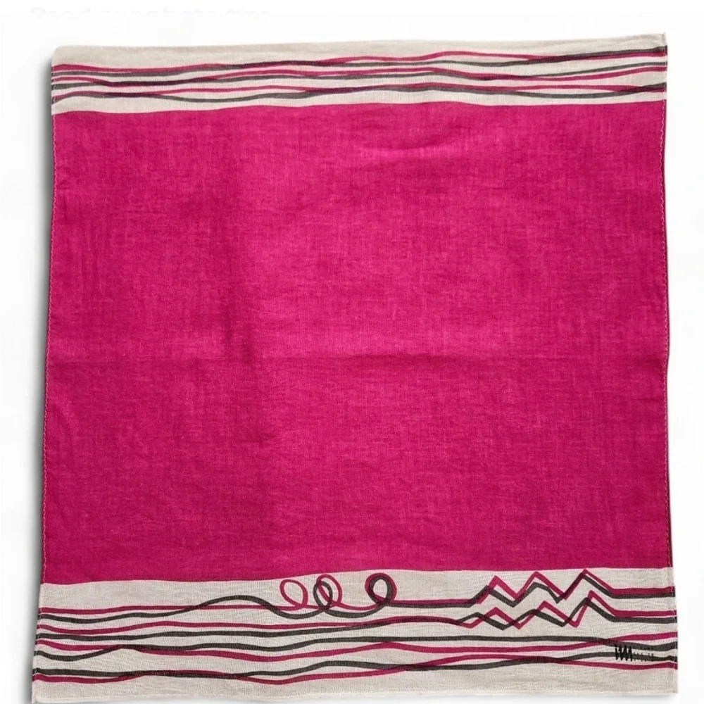 Abstract Issey Miyake Fuchsia and White Silk Handkerchief